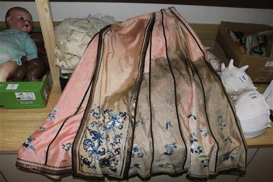 Two Chinese embroidered silk skirts